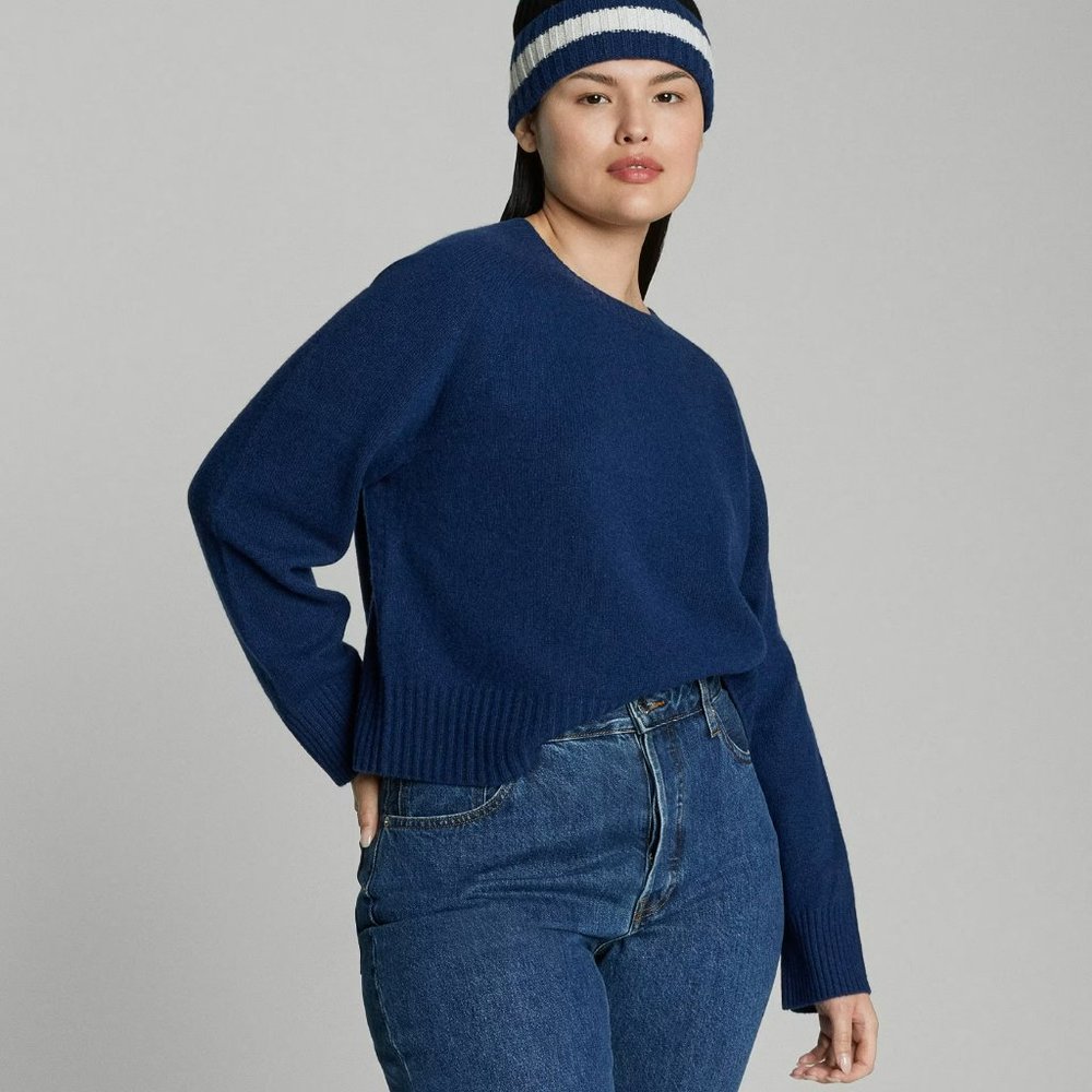 Everlane Cashmere Beanie Unisex NEW Blue Green Striped Knit Hat Holiday Gift NWT - Picture 10 of 10